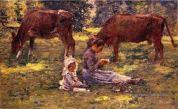 Regarder les vaches Théodore Robinson Peinture à l'huile